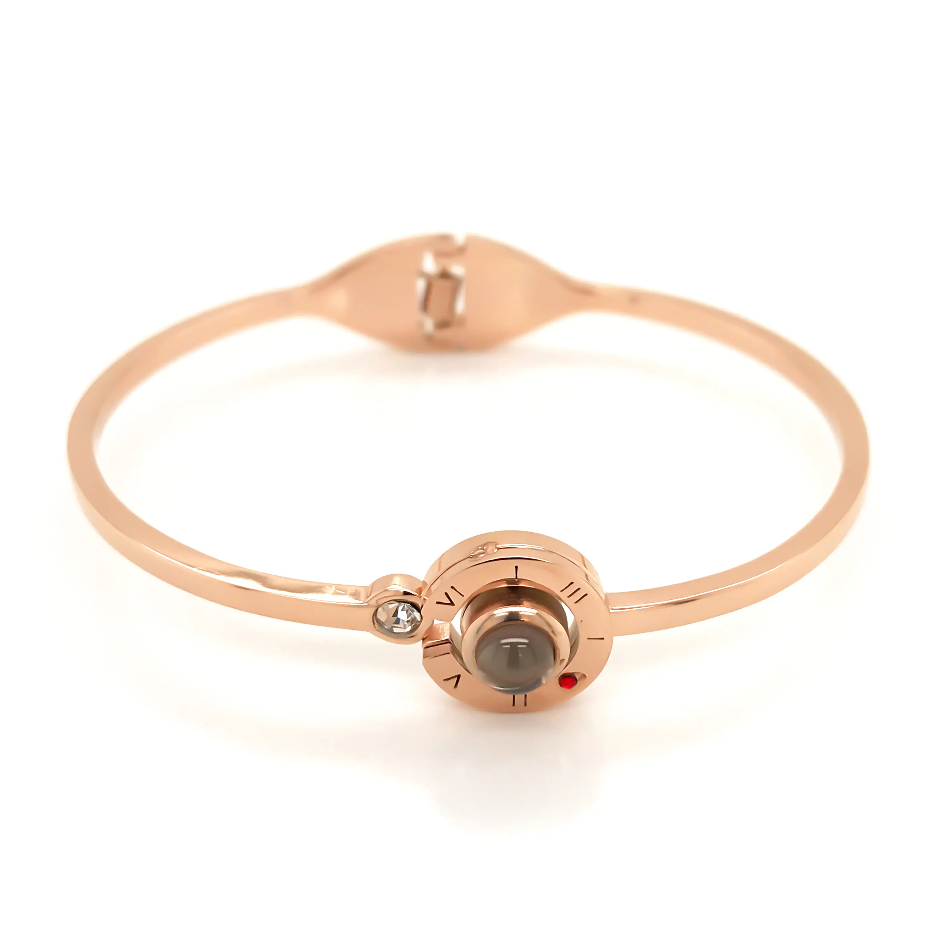 Rose Bangle Costume Rose Gold Stainless Steel 100 Languages I Love You Statement Bangle Love Forever Jewelry