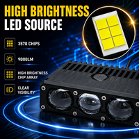 Feux de calandre avant de voiture SFIDA à trois lentilles, 90W 9000LM, projecteur Bi-LED, phare antibrouillard pour SUV, camion, moto