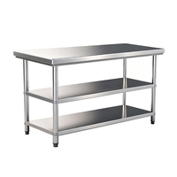 Table de travail en acier inoxydable de qualité alimentaire à 3 niveaux pour cuisine commerciale, fournie par l'usine