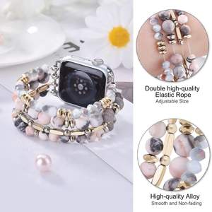 <span class=keywords><strong>Bracelet</strong></span> Boho perlé pour <span class=keywords><strong>Apple</strong></span> <span class=keywords><strong>Watch</strong></span> 42/44/45mm 9 8 7 <span class=keywords><strong>SE</strong></span> femmes perles de cristal faites à la main <span class=keywords><strong>bracelet</strong></span> de montre extensible pour IWatch Ultra - Product Image 2