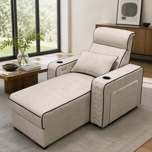 <b>Reclining</b> <b>Chair</b> Genuine <b>Leather</b> Ergonomic Lounge Seat Foam Filling Metal Legs for Home 6106 L 6106 L - Product Image 2