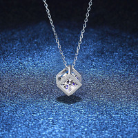 Collier chaîne croisée LiXin tendance en moissanite d'un carat, forme cube de sucre, en argent sterling 925 plaqué platine, certifié troisième qualité