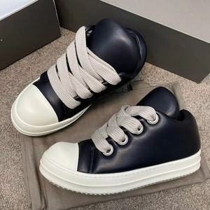 Chaussures décontractées de luxe pour hommes en cuir noir de haute qualité, à bout épais, tendance, pour l'extérieur, toutes saisons, baskets Owens - Product Image 2