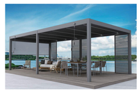 Pavillon moderne en aluminium sur mesure OEM/ODM avec toit à lames orientables électriques, couleur personnalisée, LED pour jardin, extérieur