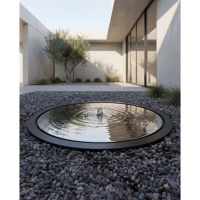 Fontaine à débordement personnalisable en acier inoxydable 316L, design moderne, finition miroir, plateau en disque, pour intérieur/extérieur, décoration de jardin, 60 80 100