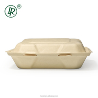 800ml 8 pouces 3 compartiments personnalisable Rectangle biodégradable Togo conteneur à emporter déjeuner papier boîtes d'emballage pour Restaurant