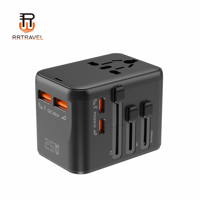 RRTRAVEL HHT 521 25W Universal Adapter Extension Socket 10A 2 Ports Hospital & Travel Use CE/FCC for Fire Retardant