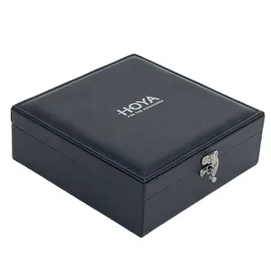 Custom Ring Display Lock Square Eco Zipper Gifts New Storage High Quality Decorative Black Leather Box