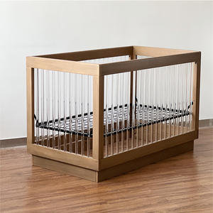 Set Perlengkapan Bayi Tempat Tidur Bayi Kayu Akrilik yang Dapat Disesuaikan di Samping Tempat Penitipan Anak dengan Kasur - Product Image 5