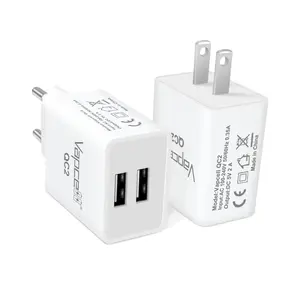 100% Original Vapcell QC2 Adapter 5v 2A Dual Port USB Fast Charging Wall Charger with US/EU Plug 100-240v for Battery Use