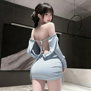 Abito da donna Lemon Story Cat <span class=keywords><strong>sexy</strong></span> monospalla a maniche lunghe, con gonna aderente in vita, seducente e senza bisogno di spogliarsi, regolabile - Product Image 4