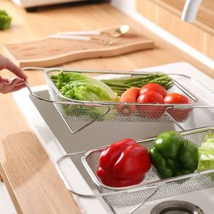 Qiwang Stainless Steel Sink Drain <b>Basket</b> Extendable Vegetable Washing Rack Multi Functional Dish Chopstick Drainer - Product Image 3