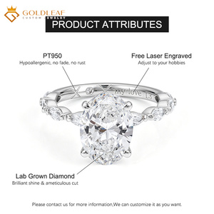 Anillo de diamantes de corte ovalado Goldleaf PT950 de platino con certificado IGI de 2, 3 y 4 quilates DEF‑VVS/VS para compromiso, boda, aniversario y uso diario - Product Image 5