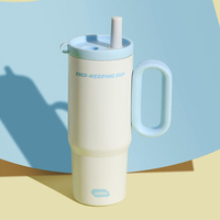 Gobelet isotherme en acier inoxydable 304 avec poignée et paille, pour maintenir au frais