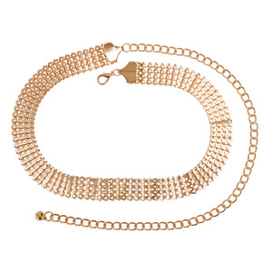 โซ่คาดเอวทรงเรขาคณิตสีทอง โลหะผสมสังกะสี สำหรับงานปาร์ตี้ สไตล์ฮิปฮอป แบบเส้นเดียว รุ่น W-Chain - Product Image 5