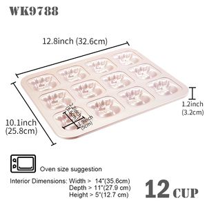 Nuovo di Fabbrica 12 Tazza Speciale Forma di Mucca Non-stick Vassoio Della Torta per la Cottura - Product Image 2