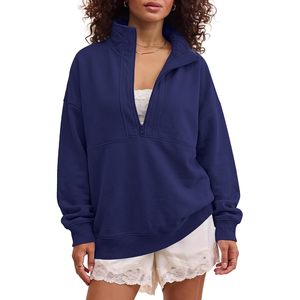 Sudadera Oversize de Forro Polar con Media Cremallera para Mujer FOXA, Manga Larga, Estilo Casual Y2K, Cálida, Suave y Transpirable - Product Image 1