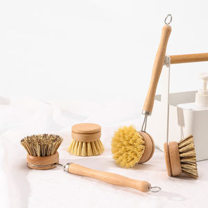 Fibras naturales Cocina Plato Olla Sartén Cepillo de limpieza Haya Madera Desmontable Mango largo y cerdas de sisal Cepillo de lavado - Product Image 1