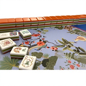 Popular Modern Luxury Deep Orange American <b>Mahjong</b> <b>Set</b> Four-Layer Acrylic Tiles 4 Players Eco-Friendly Water Resistant - Product Image 2