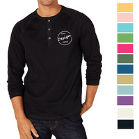 T-shirts à boutons pour hommes en vrac vente de gros sérigraphie métal design en coton biologique à manches longues coupe ajustée hauts