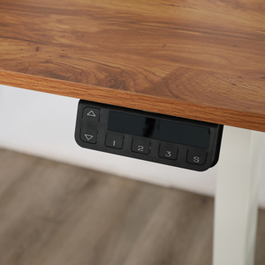 Bureau assis-debout électrique ergonomique moderne à moteur unique, construction en fer et bois, durable, hauteur réglable, usage commercial - Product Image 2