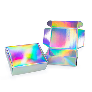 Customized cosmetics holographic mailer corrugated package carton paper shipping box for perfume Laser carton