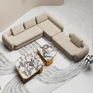 Luxus Modern Simple Design Weißes Leder Stoff Sofa Set L-förmiges Ecksofa Wohn möbel Wohnzimmer Sofas