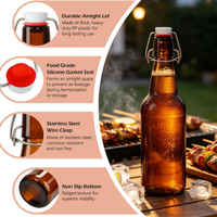 Bouteilles en verre à bouchon basculant ambré avec bouchons hermétiques pour la fermentation du kombucha, la bière, la cidre, la cidreuse et la fabrication artisanale de boissons.