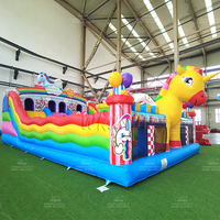 Château gonflable commercial WINSUN Unicorn avec double toboggan, PVC 0,55 mm, écologique, ignifuge, imperméable, personnalisable