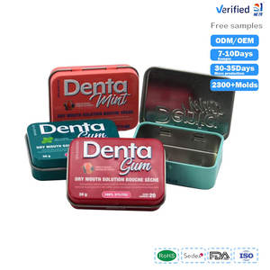 Boîte en métal en fer blanc avec petit couvercle à charnière rectangulaire imprimé personnalisé pour la pilule de sucre à mâcher à la menthe et l'emballage de bonbons - Product Image 1