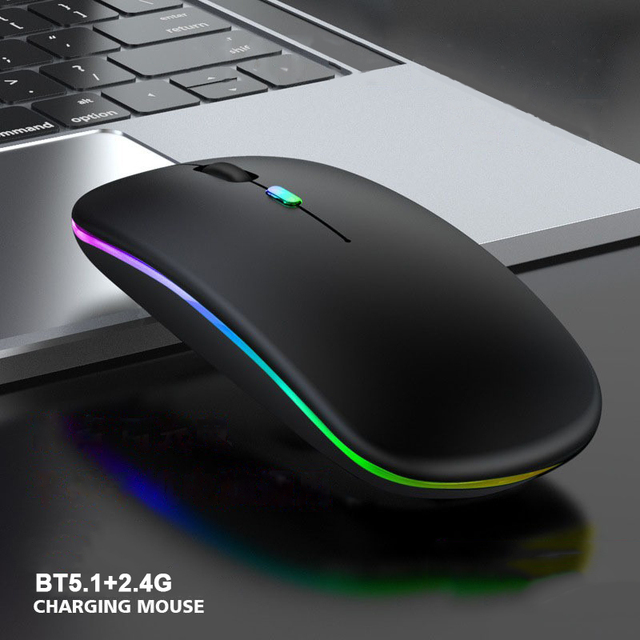 Wireless Mouse Portable Ultra-thin Rechargeable Wireless Mouse 2.4GHz with USB Mini Receiver for PC Laptops BT Mouse