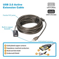 10 Meter Hochgeschwindigkeits-480-Mbps-USB-2.0-Typ-A-Stecker-auf-A-Buchse Aktives Verlängerungskabel mit Repeater für Drucker, Scanner und Mehr