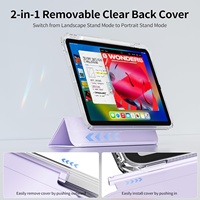 Étui de protection pour iPad Air 11 pouces M4 2026 & M3 2025 & M2 2024, étui avec support, coque arrière rigide transparente pour iPad 10.9