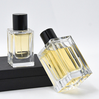Flacon de parfum carré vide personnalisé 50ml 100ml Bouteilles de parfum en verre transparent avec bouchon en bois
