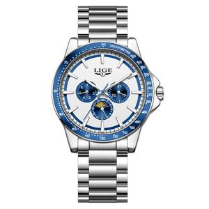 Montre à quartz multifonctionnelle à phases de lune en acier inoxydable étanche pour homme, alliage de luxe, 42 mm, OEM ODM - Product Image 1