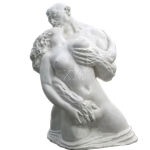 Sculpture d'art en pierre de grande taille personnalisée moderne pour l'extérieur, sculpture de personnage nu en marbre, statues érotiques d'homme embrassant une femme - Product Image 1