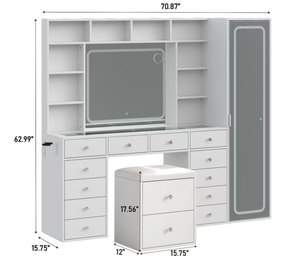 Modern <strong>Solid</strong> <strong>Wood</strong> Bedroom Vanity Desk with Drawer Storage and <strong>Dressing</strong> <strong>Table</strong> for Makeup Living Room Furniture - Product Image 2