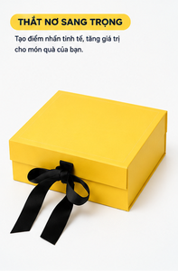Caja de Regalo Plegable de Cartón Amarillo de Lujo con Lazo de Cinta Grosgrain Negra para Cosméticos y Cuidado de la Piel - Product Image 2