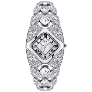 Goldie Montre rétro à quartz pour femme Bracelet léger de luxe en diamant avec bracelet en acier inoxydable Boîtier en alliage Cadran en verre Fenêtre - Product Image 6
