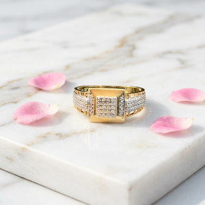 Elegant 22K <b>Gold</b> Men's <b>Cocktail</b> <b>Ring</b> with Bold Square Design Luxury Statement Jewelry for Wedding Engagement Party Occasions - Product Image 3