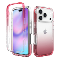 Coque de téléphone dégradée 2-en-1 en gros pour iPhone 14 15 16 Pro Max, protection intégrale aux couleurs contrastées, coque hybride anti-jaunissement