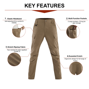 Tactical Cargo Pants <strong>Men</strong> Stretch Ripstop Water Resistant <strong>Elastic</strong> <strong>Waist</strong> Multi Pocket Outdoor Work <strong>Trousers</strong> Factory OEM - Product Image 2