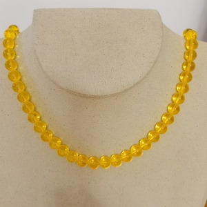 Collar de cuentas de esmalte de la suerte de topacio de cristal blanco de cristal transparente de diseño personalizado hecho a mano de 10mm - Product Image 2