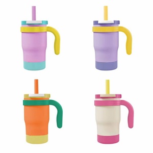 Hot Sales 14oz Eco-Friendly Camping Tumbler with Handle <b>Lid</b> for Adults Leakproof Insulated Stainless Steel Spill-Proof <b>Straw</b> - Product Image 1