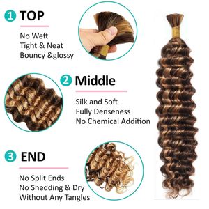 <span class=keywords><strong>Extension</strong></span> brasiliani Boho <span class=keywords><strong>trecce</strong></span> umane per Ombre onde profonde e miele biondo Highlight capelli capelli ricci - Product Image 3