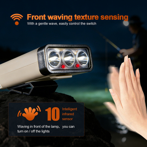 Lampe frontale portable WOSEN Cob avec lumière latérale, capteur magnétique à ondes, super lumineuse, LED rouge, blanc, bleu - Product Image 4