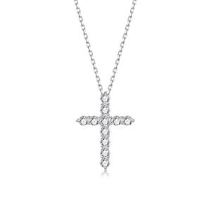Collier de luxe 6A en zircon cœur flèche et croix, en argent sterling S925 plaqué rhodium, bijoux de qualité boutique pour femme, serti à la main, cadeau - Product Image 6