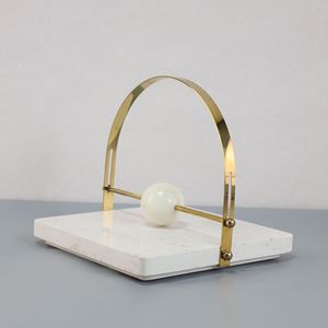 Hiện đại đá cẩm thạch Khăn ăn chủ với Brass Arch và trắng Sphere trọng lượng cho bàn ăn nhà bếp Countertop hoặc văn phòng trang trí nội thất - Product Image 4