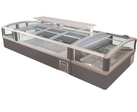 XGC-2100D combinent supermarché commercial fruits de mer vitrine 800L grandes fenêtres île réfrigérateur congélateur