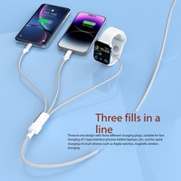 Kabel Pengisi Daya Jam Tangan 3-in-1, Kabel Data Ponsel Satu-ke-tiga Tipe-C Pengisian Cepat PD 60W, Pengisi Daya Nirkabel Jam Tangan
